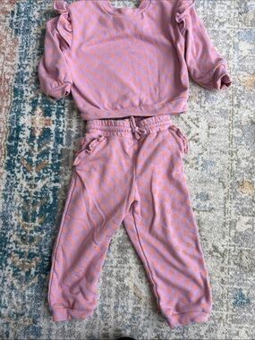Cat and Jack Girls Pink & Orange Polka Dot Sweatshirt & jogger Set